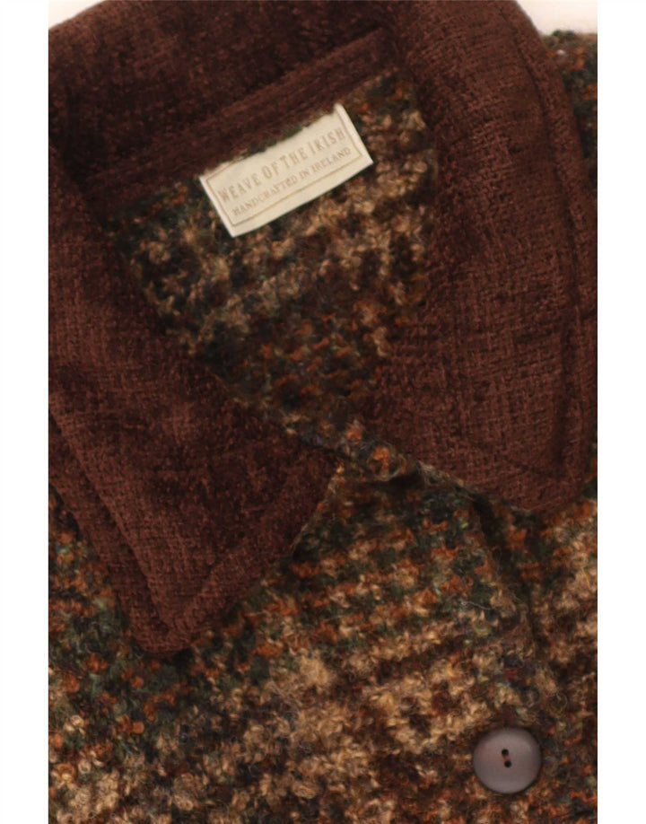 Weave of The Irish Mens Short Overcoat UK 14 Medium Brown Plaid Wool