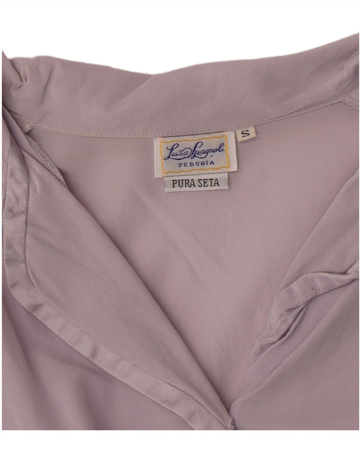Luisa Spagnoli Dame Se Through Shirt Bluse UK 10 Small Purple Silk
