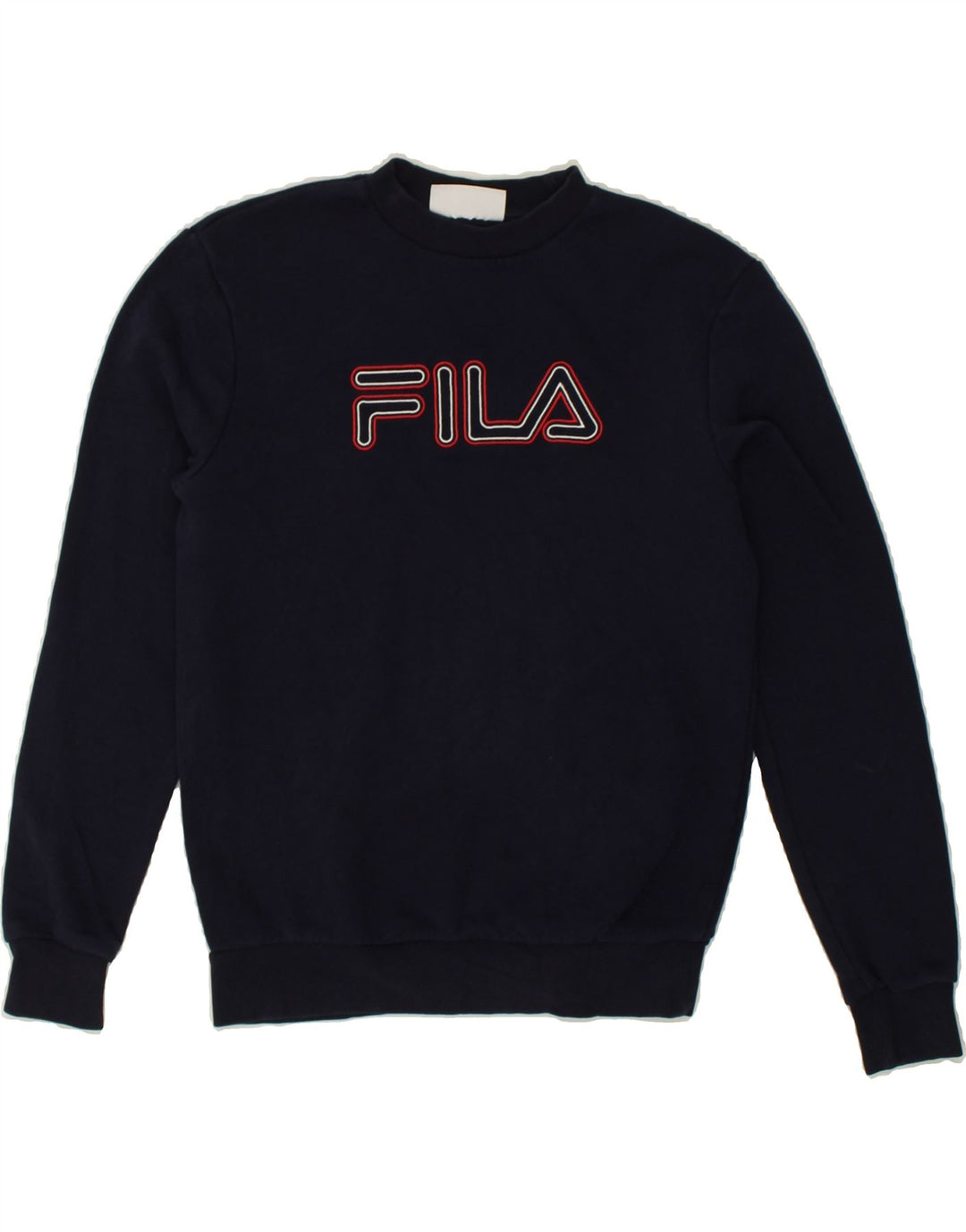FILA Mens Graphic Sweatshirt Jumper IT 44 XS Navy Blue Cotton | Vintage Fila | Thrift | Second-Hand Fila | Used Clothing | Messina Hembry 