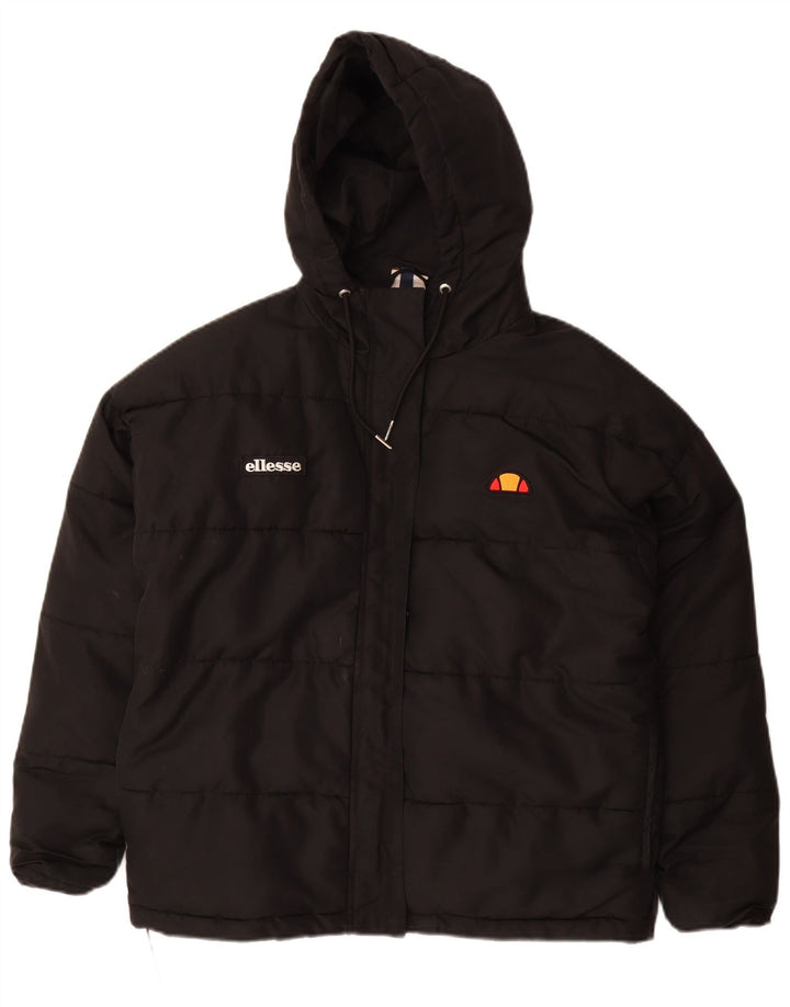 Ellesse Dame Oversized hættepolstret jakke UK 8 Small Black Polyester