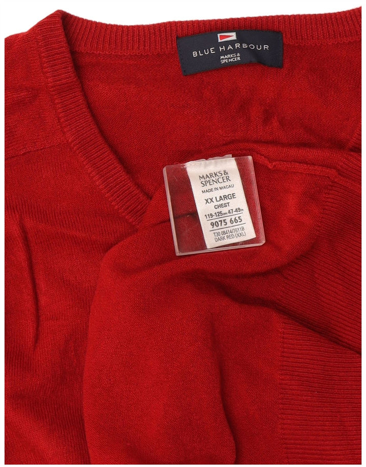 Marks & Spencer Herre V-hals sweater 2XL Rød Akryl