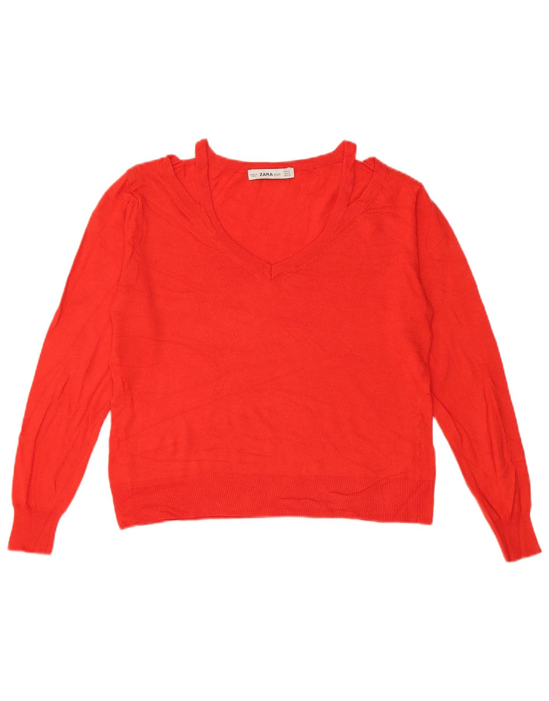 Zara Womens Crop V-hals sweater UK 10 Small Red