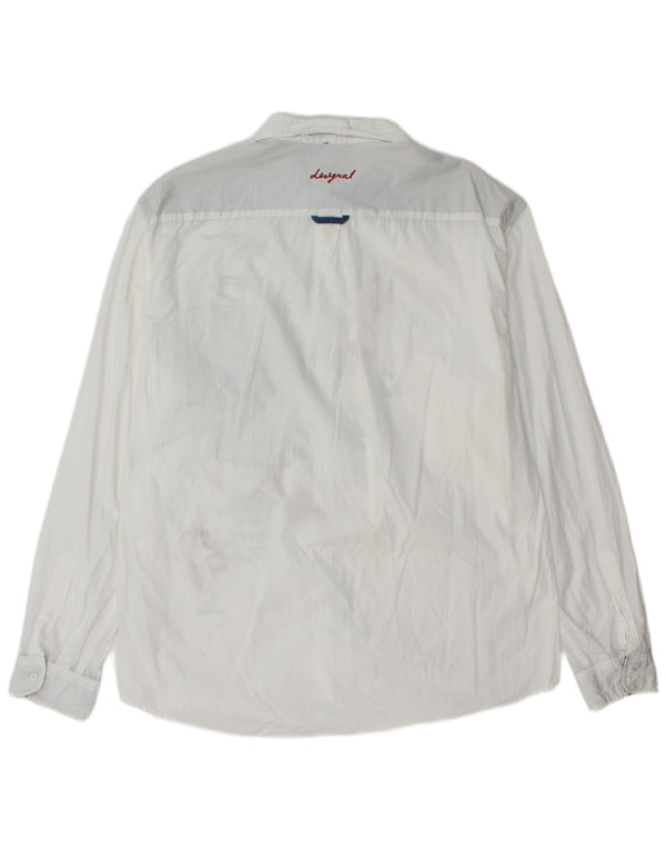 Desigual Herre grafisk Regular Fit skjorte 2XL hvid bomuld