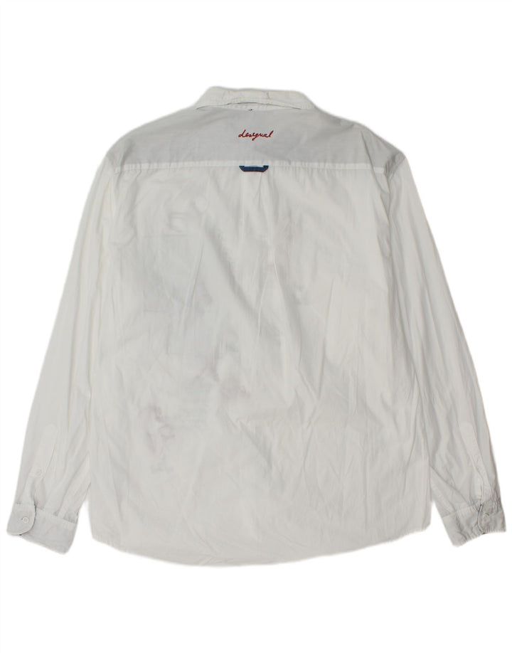 Desigual Herre grafisk Regular Fit skjorte 2XL hvid bomuld