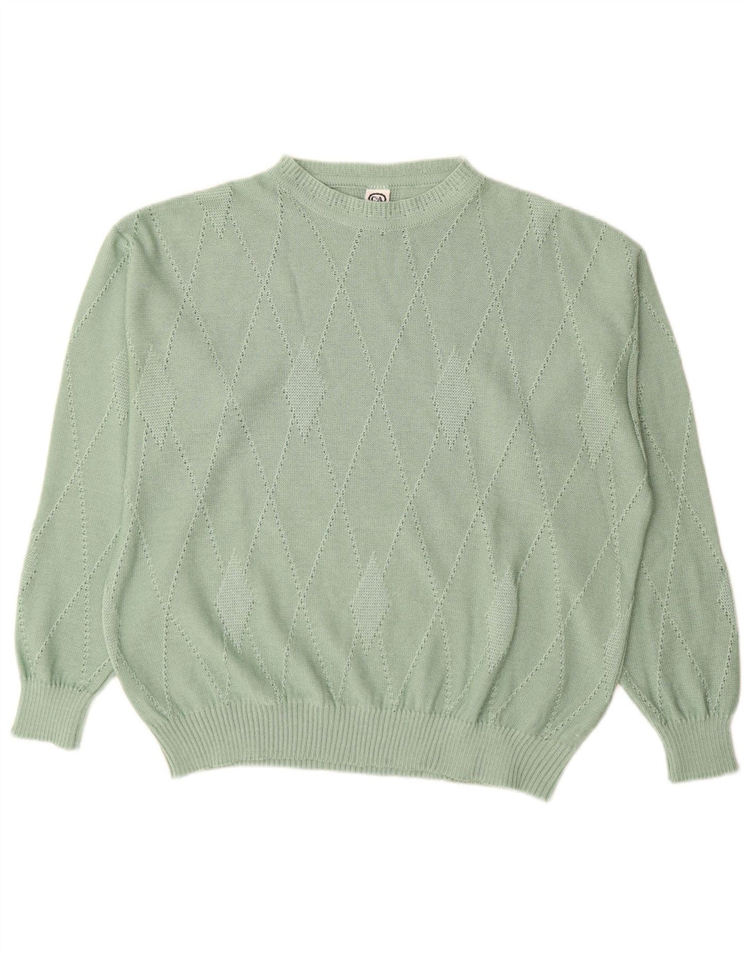 C&A Dame sweater med rund hals EU 44/46 XL Grøn Argyle/Diamant