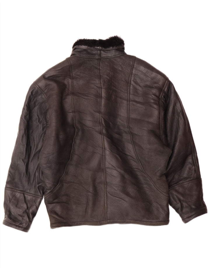 VINTAGE dobbeltradet damejakke EU 42 Large Black Shearling