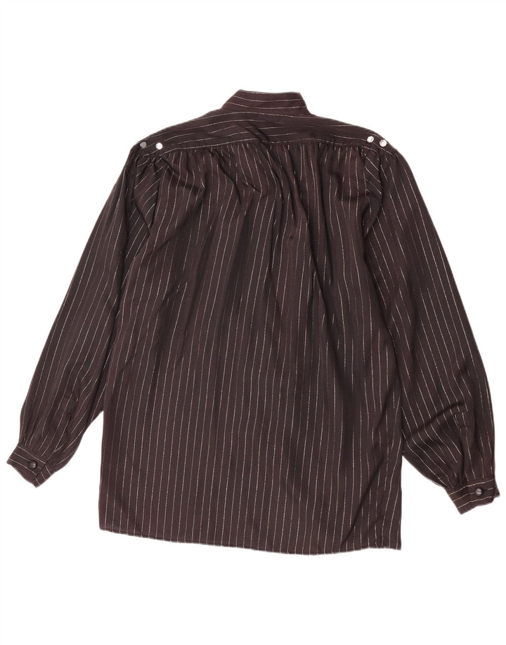 Vintage dameskjortebluse UK 14 Medium Black Pinstripe