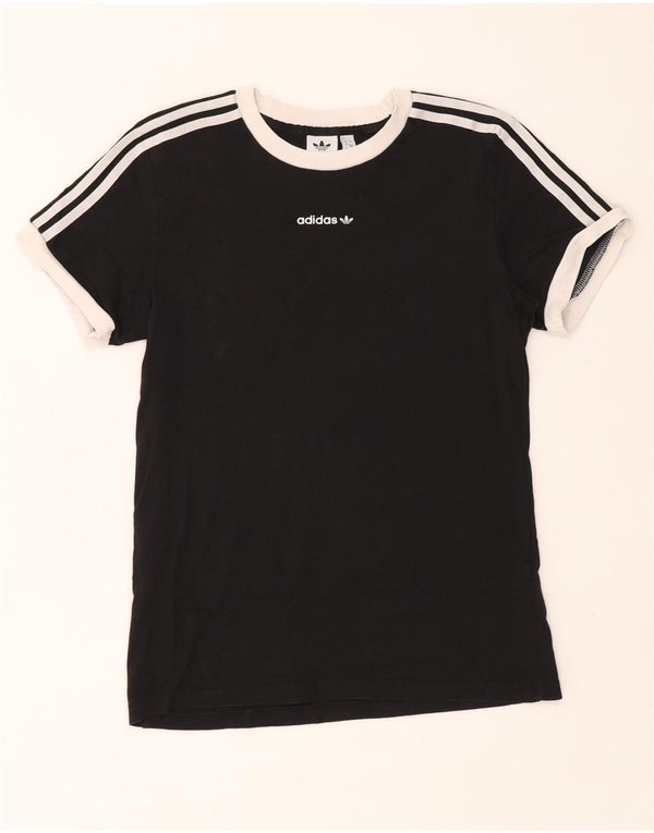 Adidas Dame T-Shirt Top UK 4 XS Sort Bomuld