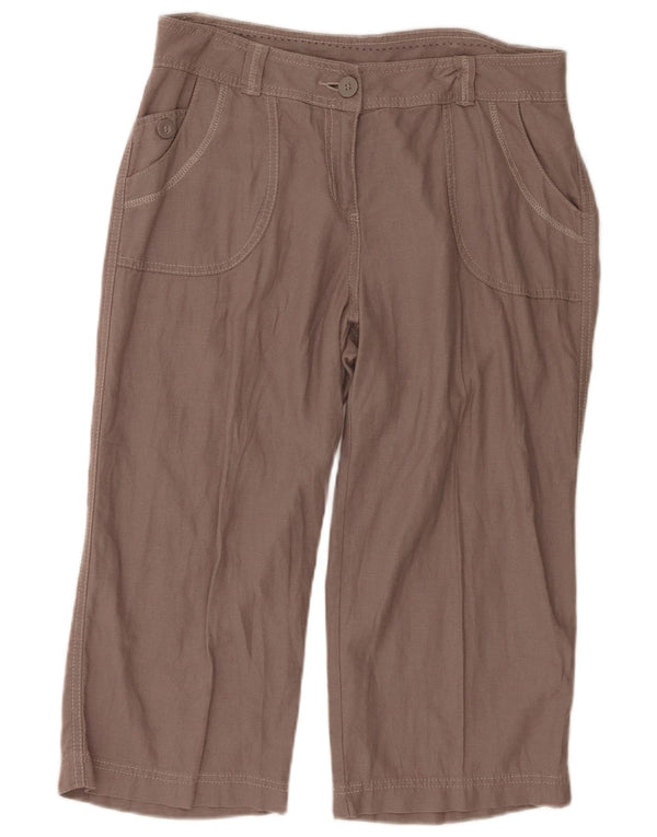 Marks & Spencer Dame Capri Bukser UK 12 Large W33 L19 Brown Linen