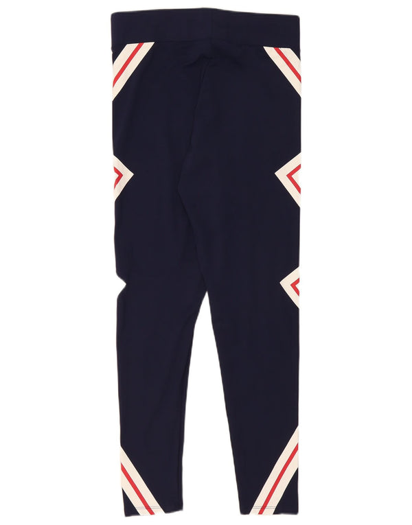 Fila Kvinders Grafiske Leggings UK 14 Large Navy Blue Geometrisk Polyester