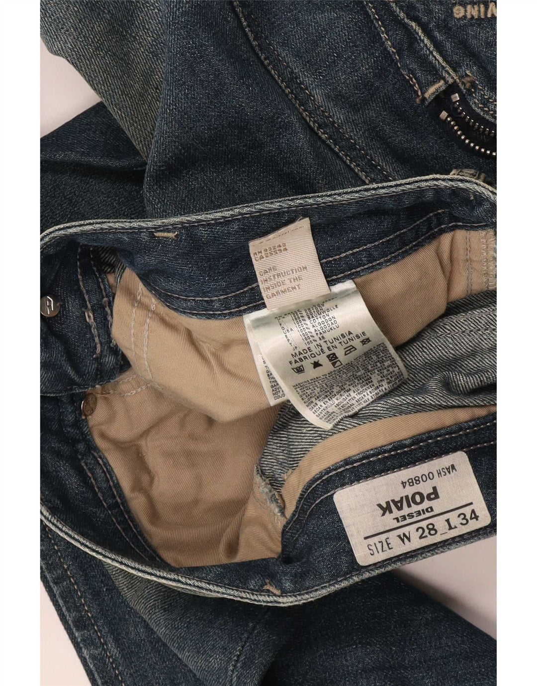 Diesel Herre Poiak Distressed Slim Jeans W28 L34 Blå Bomuld