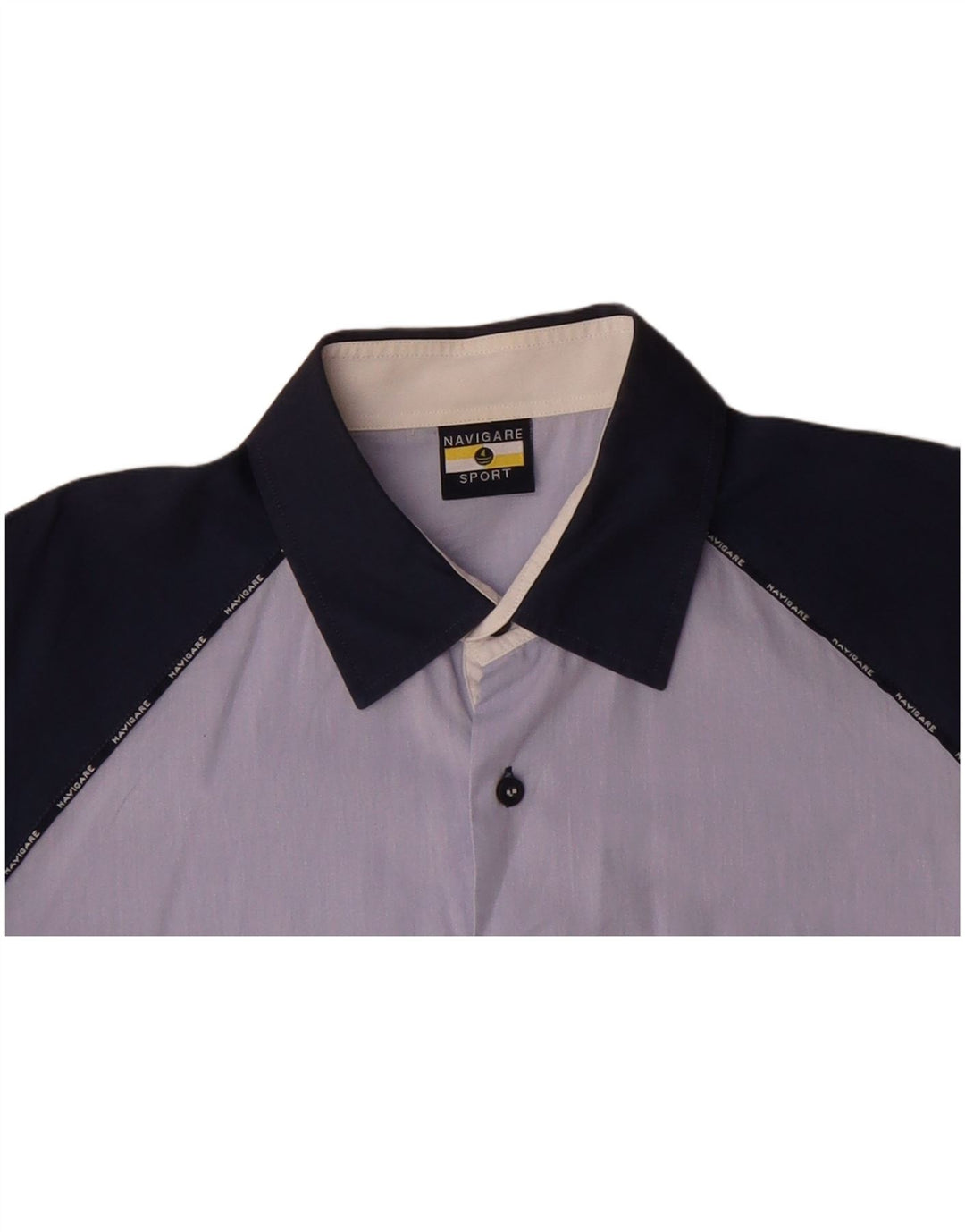 NAVIGARE Mens Short Sleeve Shirt Large Blue Colourblock