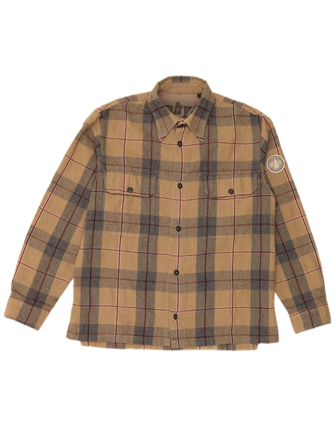 Murphy & Nye Herre Flanelskjorte Lille Beige Plaid Akryl
