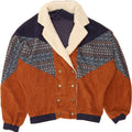 SHEIN Womens Oversized Corduroy Jacket UK 6 XS Brown Geometric Polyester Vintage Shein and Second-Hand Shein from Messina Hembry 