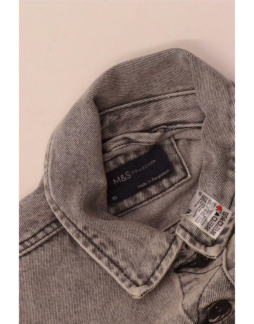 Marks & Spencer Dame denimjakke UK 10 Lille Grå Bomuld