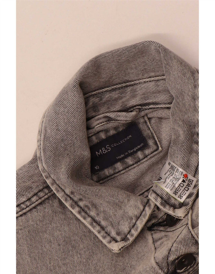 Marks & Spencer Dame denimjakke UK 10 Lille Grå Bomuld