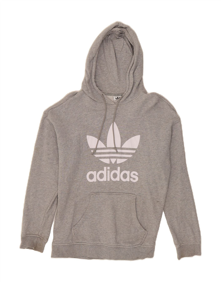 ADIDAS Womens Graphic Hoodie Jumper UK 10 Small  Grey Vintage Adidas and Second-Hand Adidas from Messina Hembry 