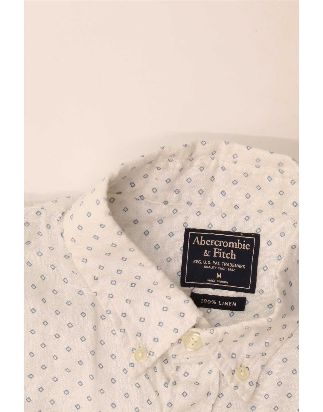 Abercrombie & Fitch herreskjorte medium hvid geometrisk linned