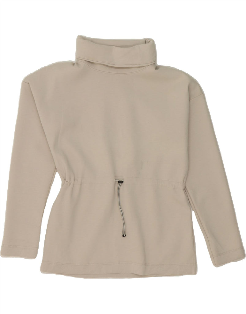 NIKE Womens Dri Fit Oversized Roll Neck Sweatshirt Jumper UK 6 XS Beige Vintage Nike and Second-Hand Nike from Messina Hembry 