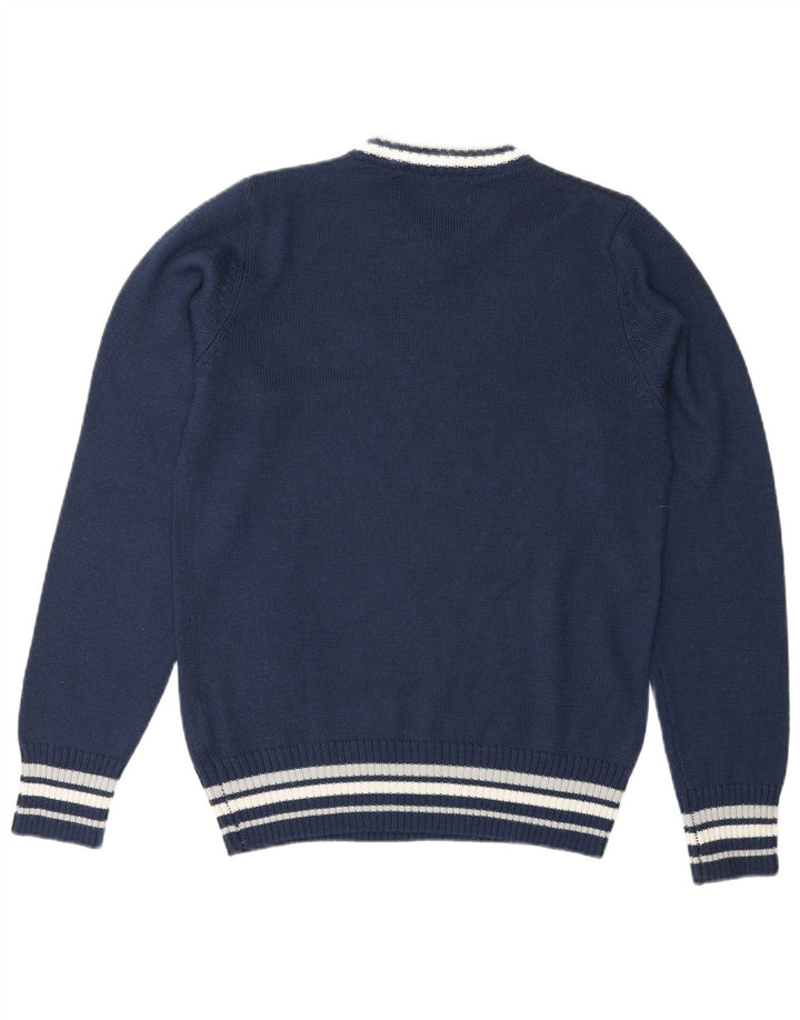 Kappa Herre V-hals sweater lille marineblå stribet akryl