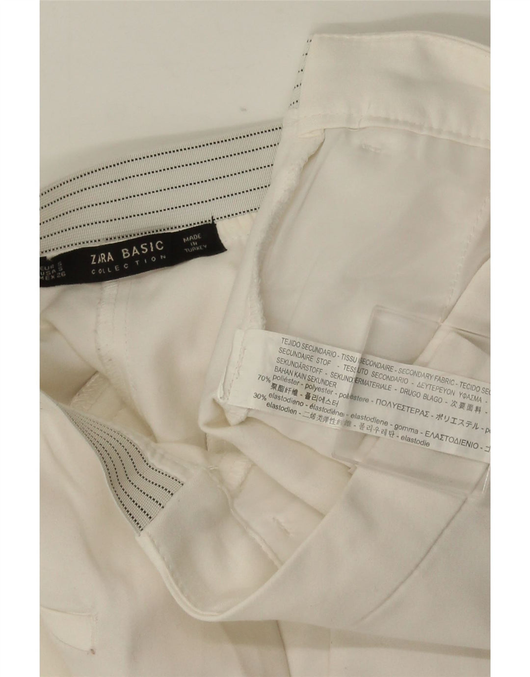 ZARA Slim Chino-bukser til kvinder Small W26 L28 Hvid polyester