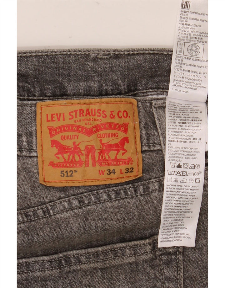 Levi's Herre 512 Slim Tapered Jeans W34 L32 Grå Bomuld