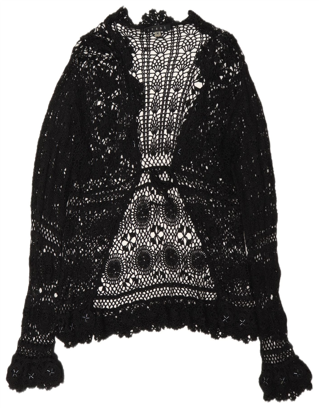 Coast Dame Se Through Cardigan Top UK 12 Medium Black Floral