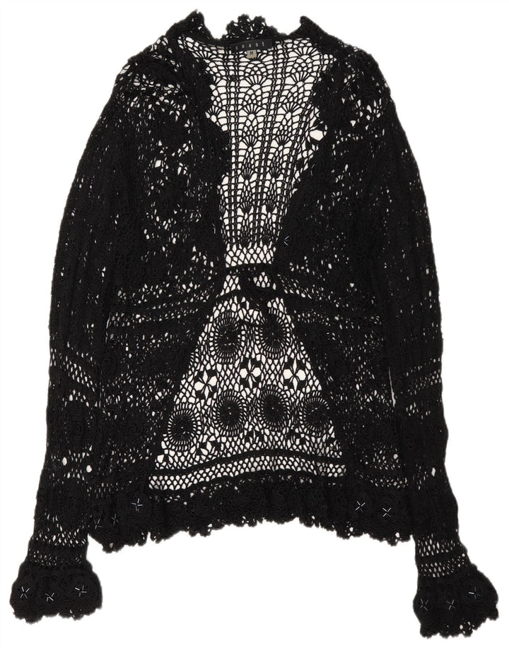 Coast Dame Se Through Cardigan Top UK 12 Medium Black Floral
