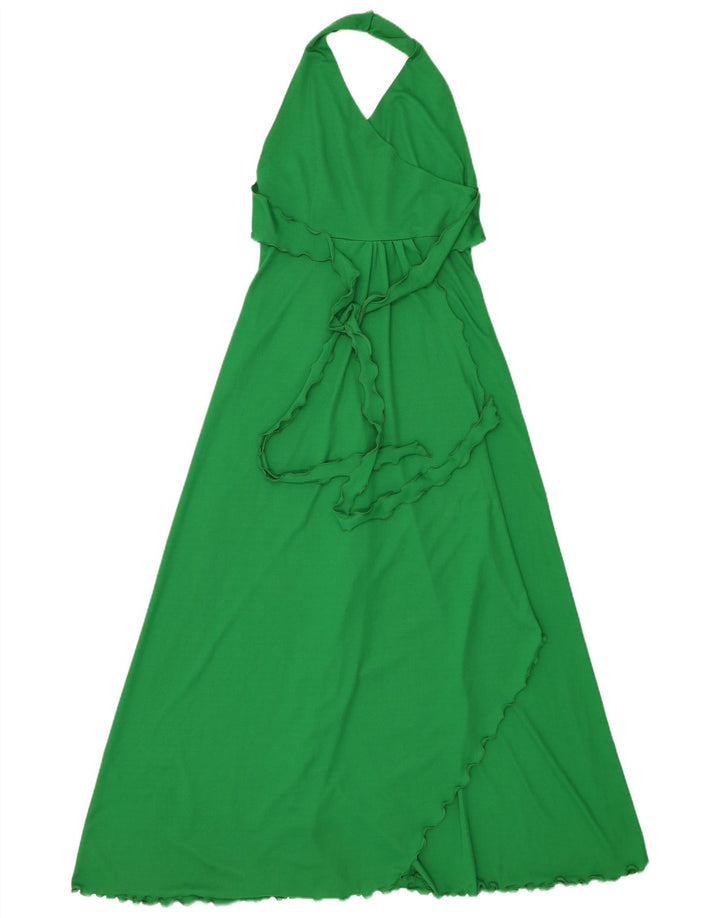 Vintage Dame Maxi Halter Dress UK 10 Small Green