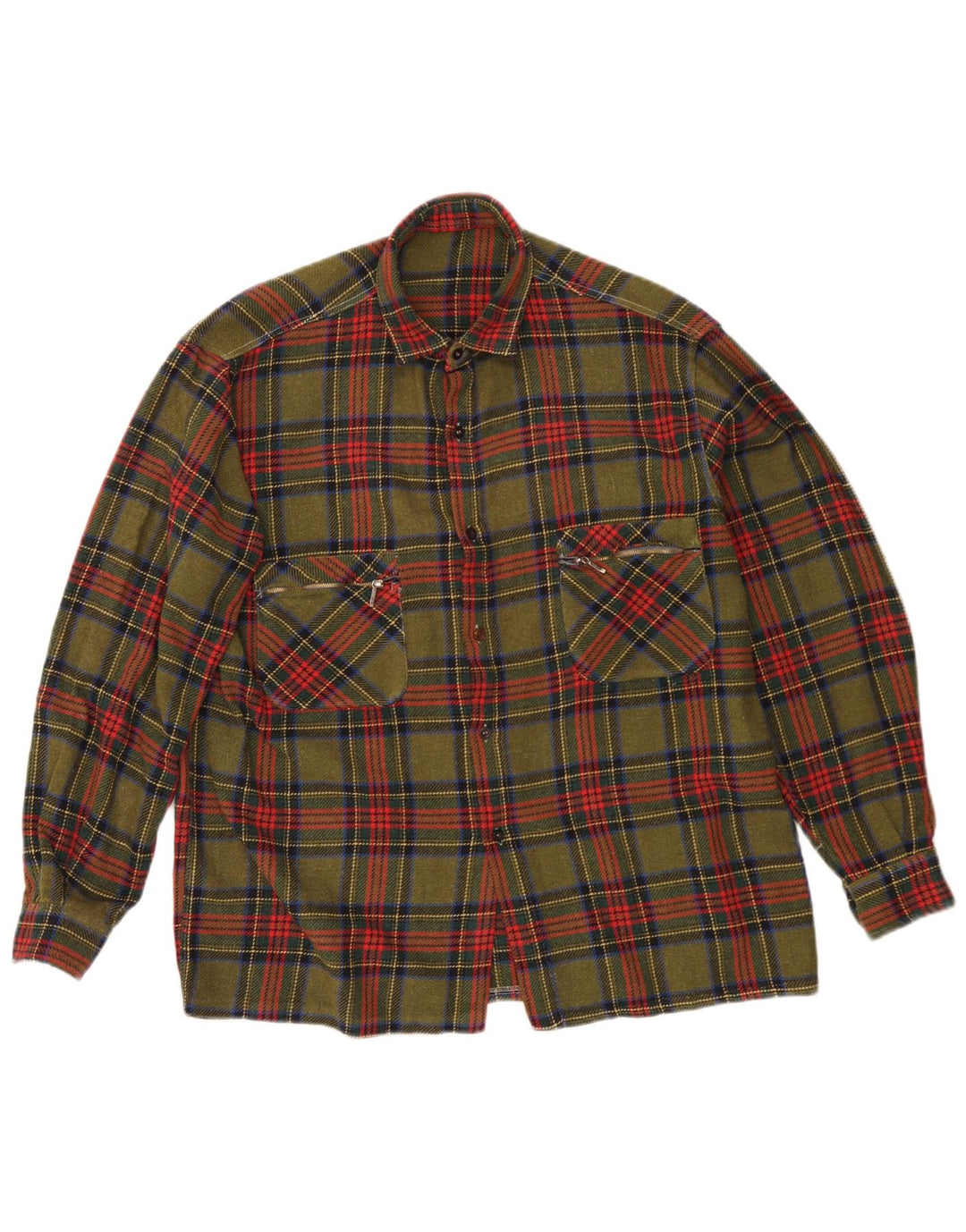 Vintage flannelskjorte til mænd Medium Khaki Ternet