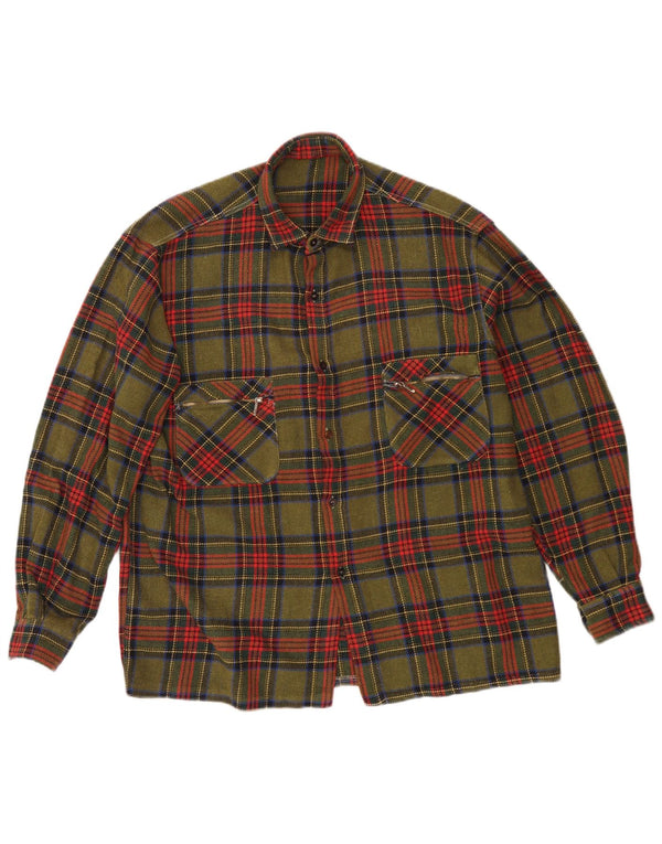 Vintage flannelskjorte til mænd Medium Khaki Ternet