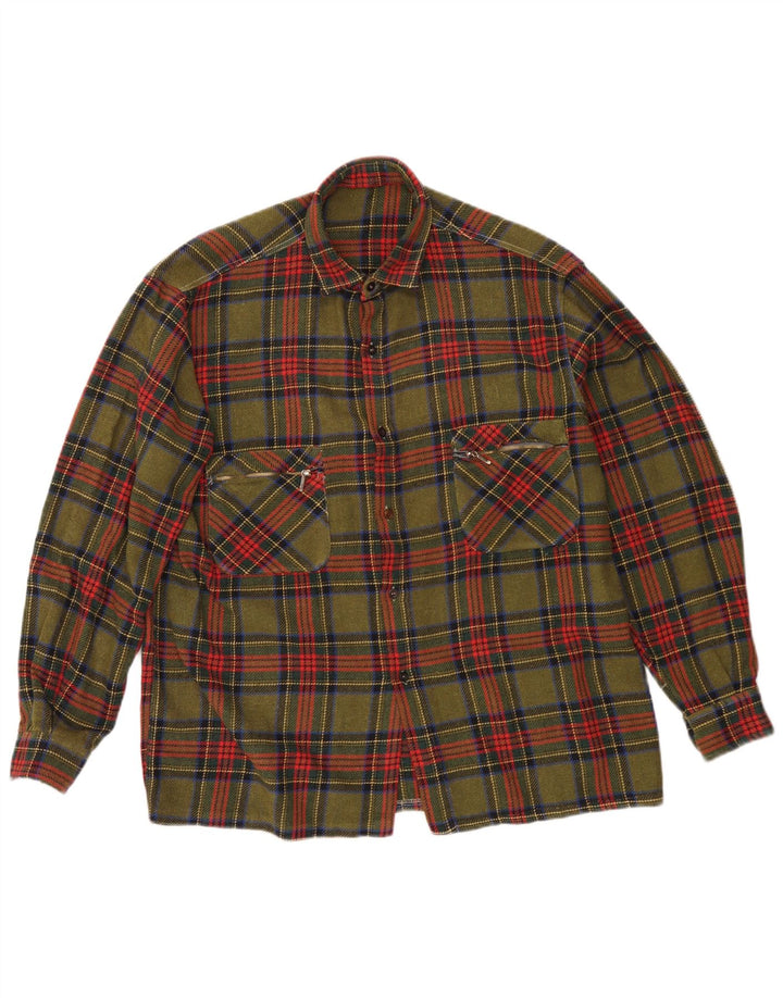 Vintage flannelskjorte til mænd Medium Khaki Ternet