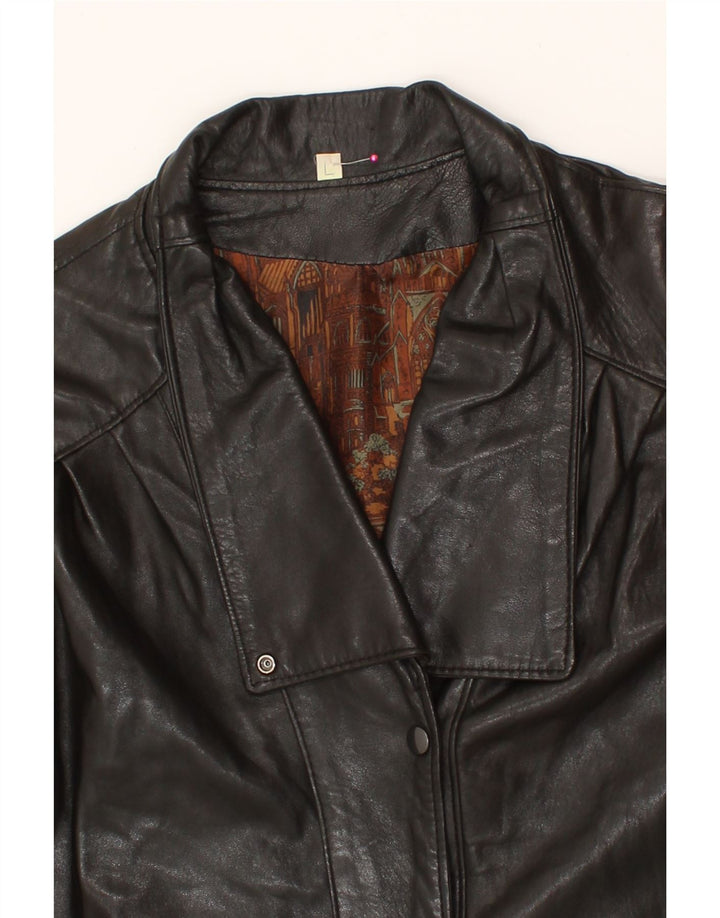 VINTAGE Womens Leather Coat UK 16 Large Black Vintage Vintage and Second-Hand Vintage from Messina Hembry 