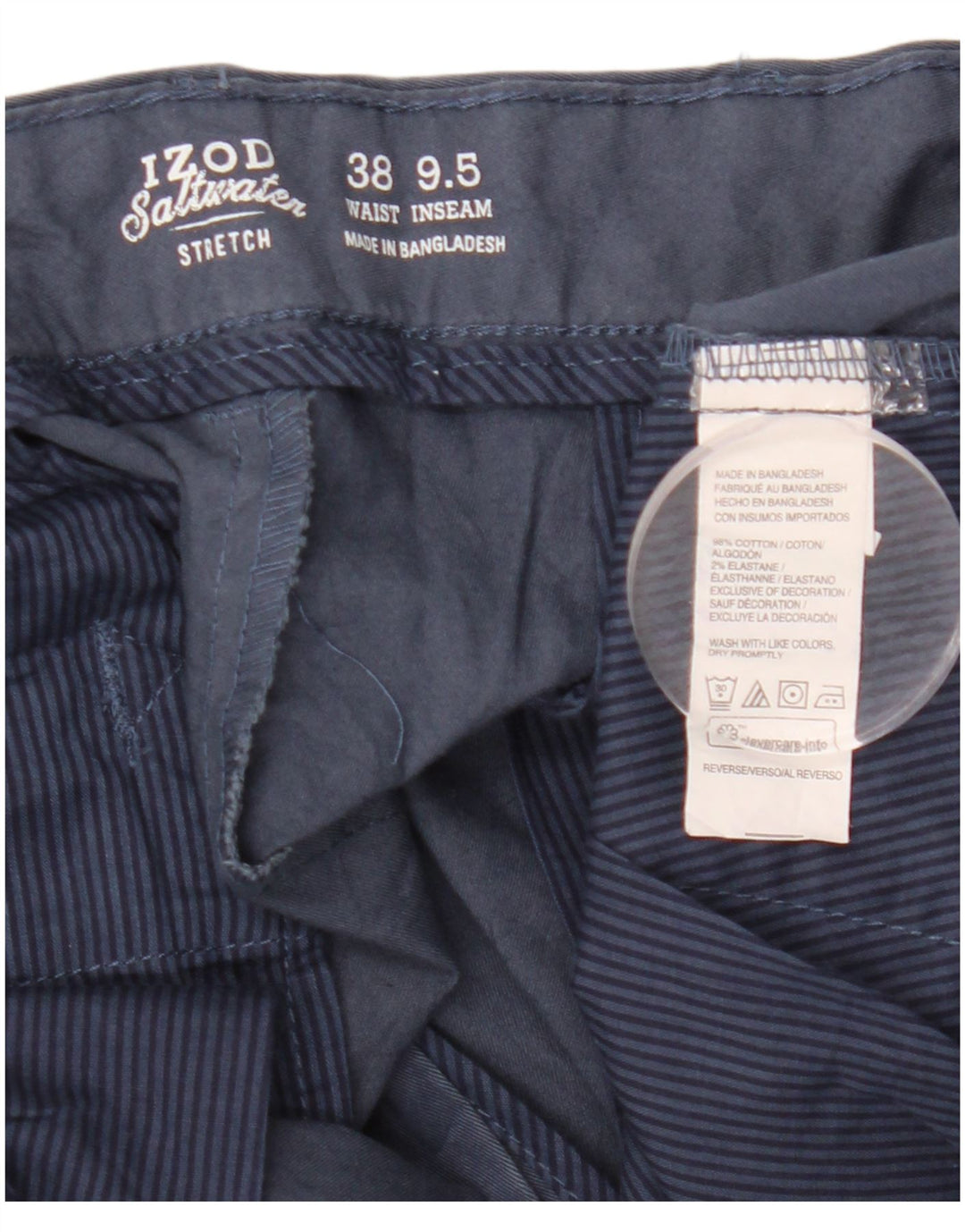 IZOD Herre Salt Water Abstrakt mønster Chino Shorts W38 XL Navy Blue