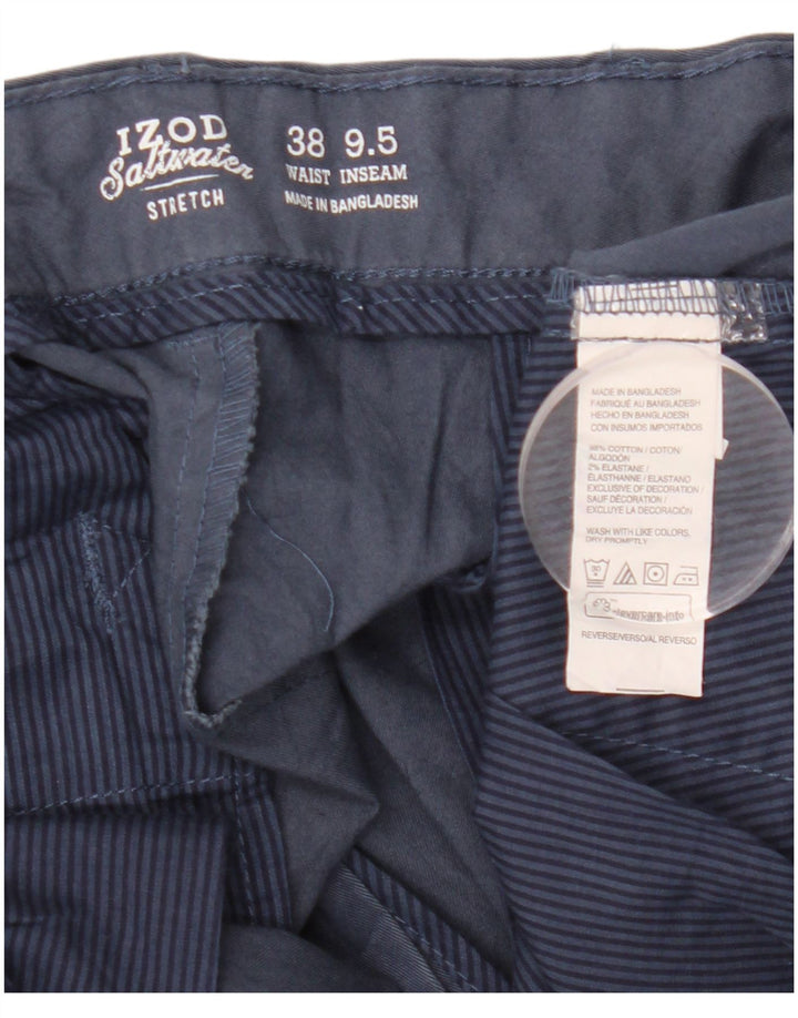 IZOD Herre Salt Water Abstrakt mønster Chino Shorts W38 XL Navy Blue