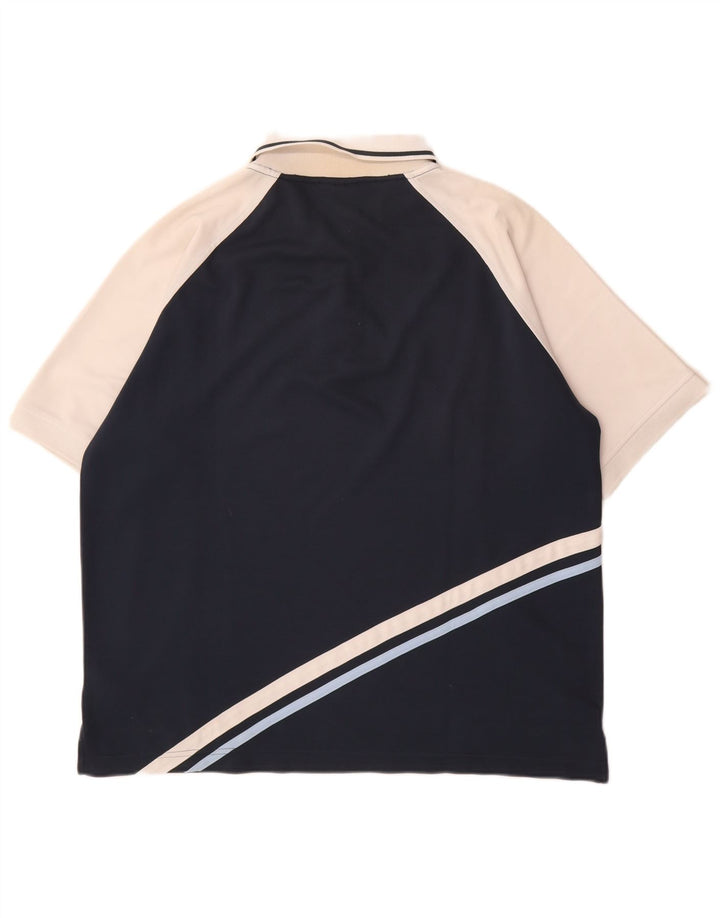 Ellesse Herre Loose Fit Polo Shirt Large Navy Blue Colourblock Polyester
