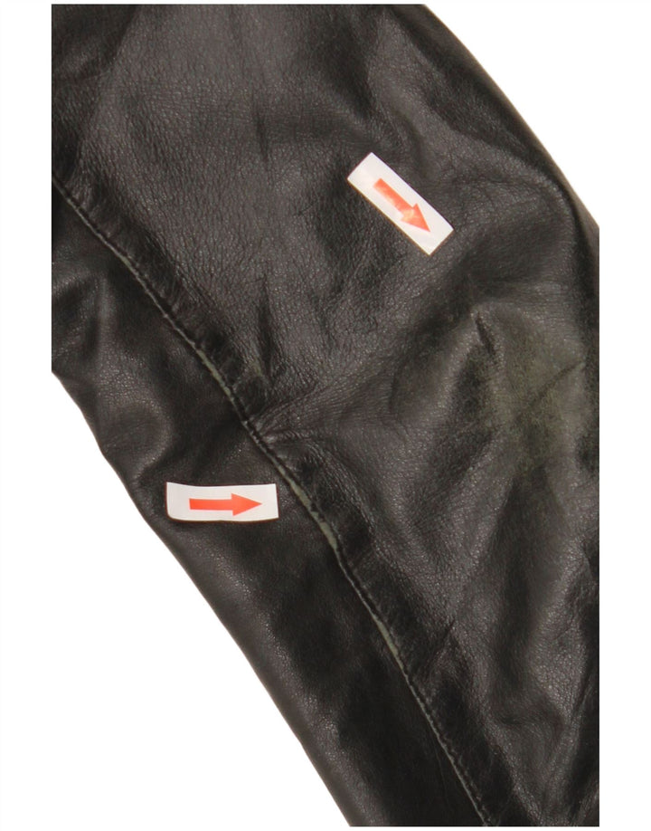Sasch Womens Crop Læderjakke UK 14 Medium Black