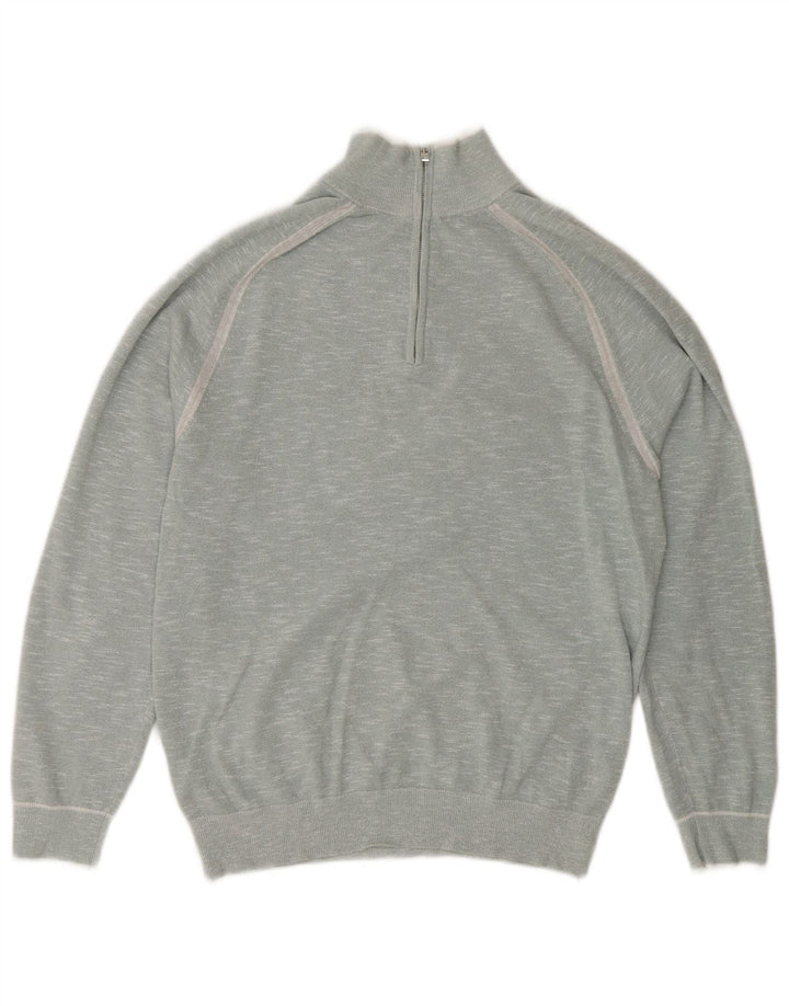 Reiss Herre Zip Neck sweater Medium Blue Flecked Bomuld