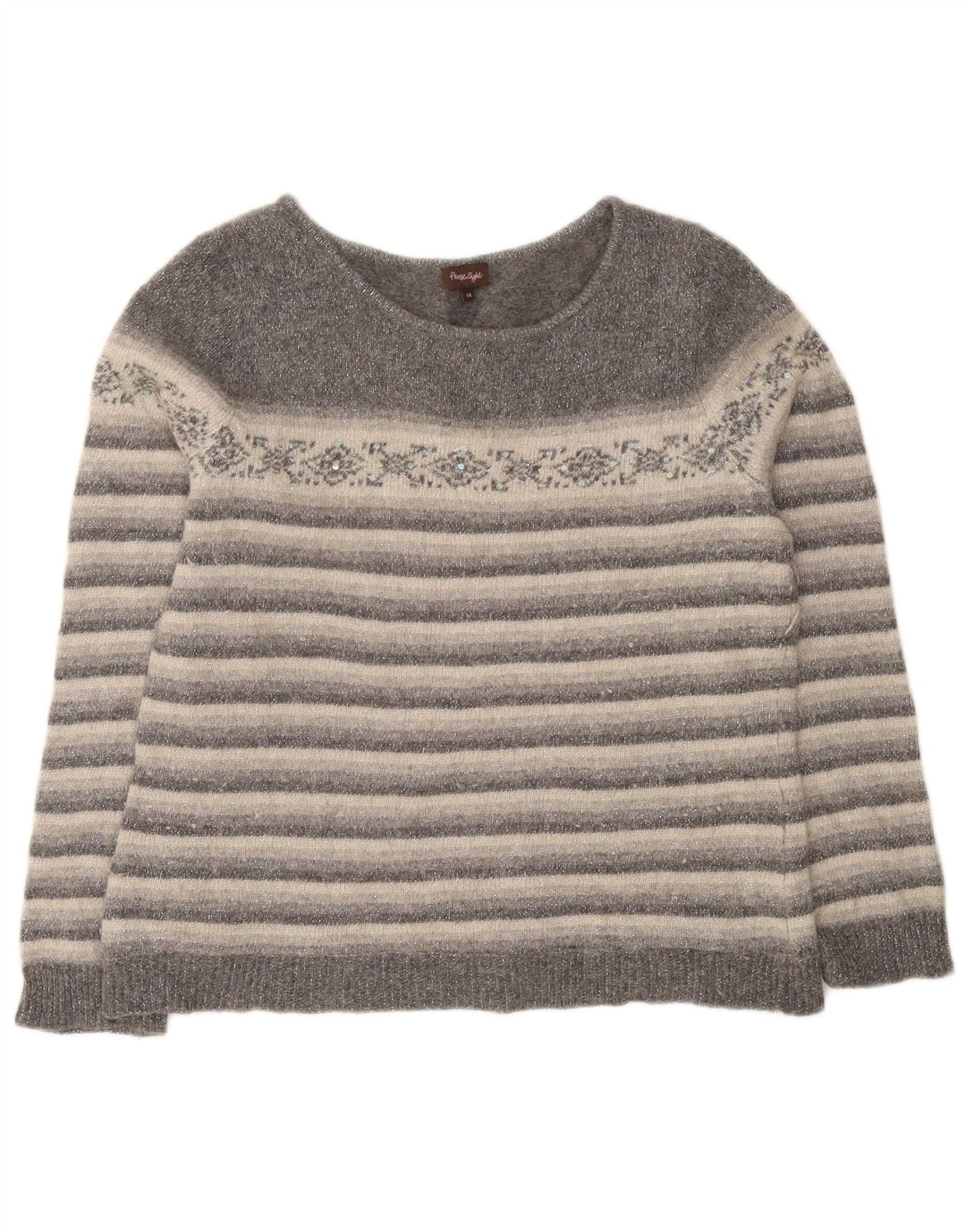Phase Eight Dame Boat Neck Jumper Sweater UK 14 Stor Gråstribet