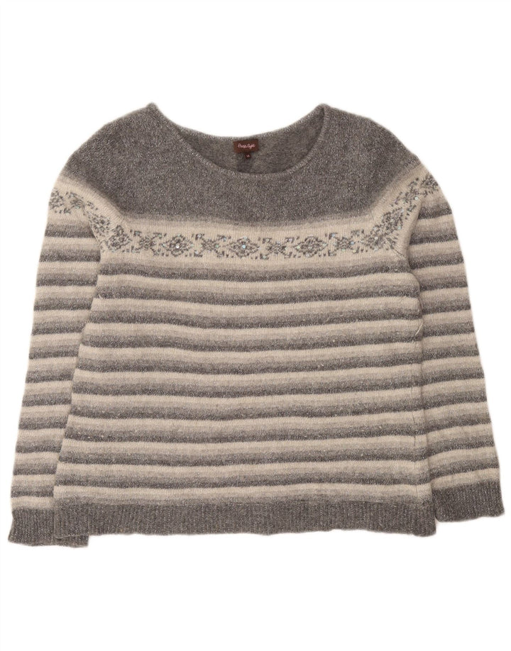 Phase Eight Dame Boat Neck Jumper Sweater UK 14 Stor Gråstribet