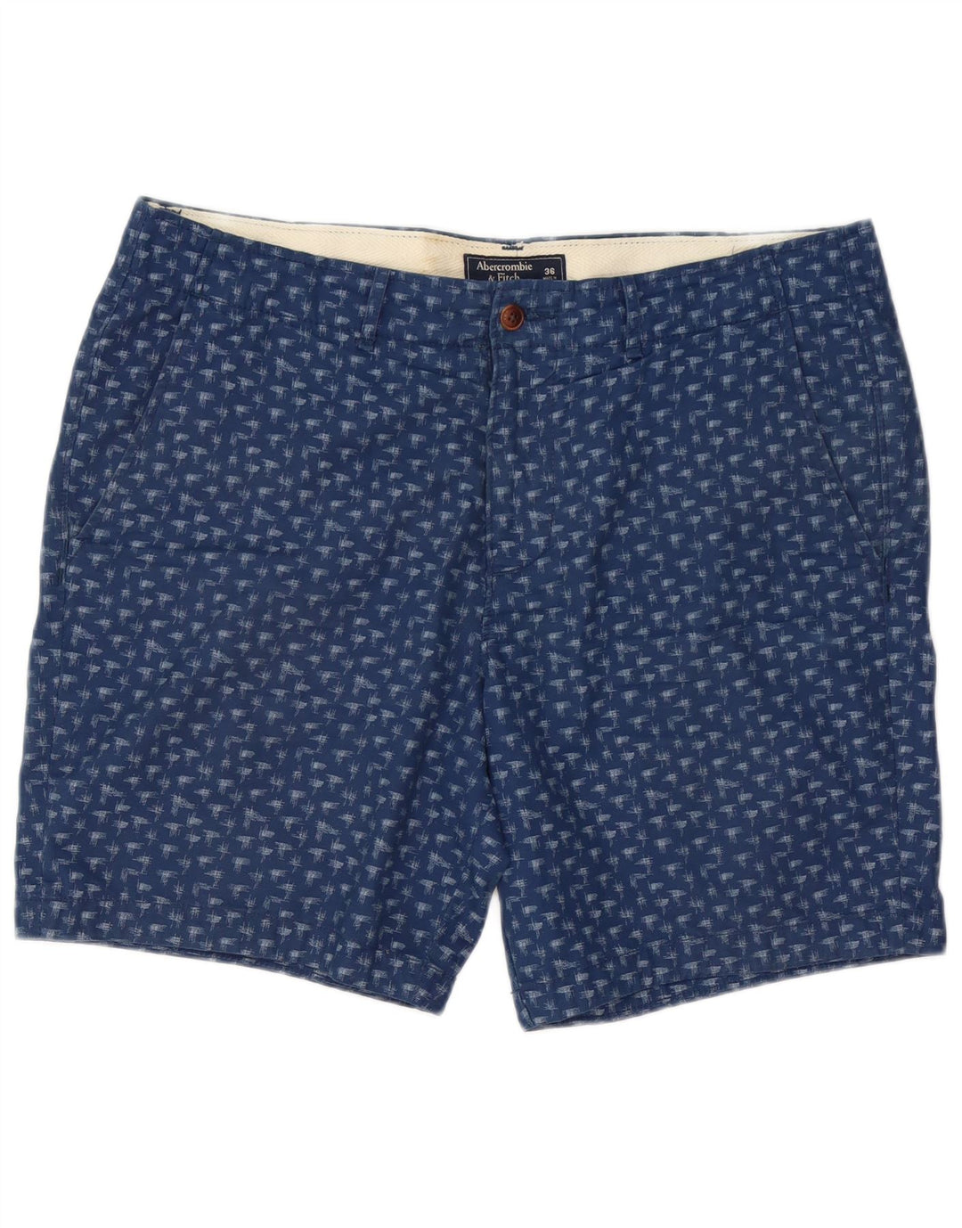 Abercrombie & Fitch Herre Abstrakt mønster Chino Shorts W36 Large Navy Blue