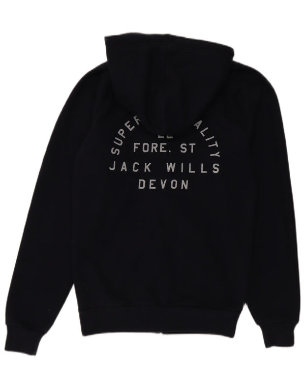Jack Wills Mens Graphic Zip Hoodie Sweater XS Navy Blue Cotton