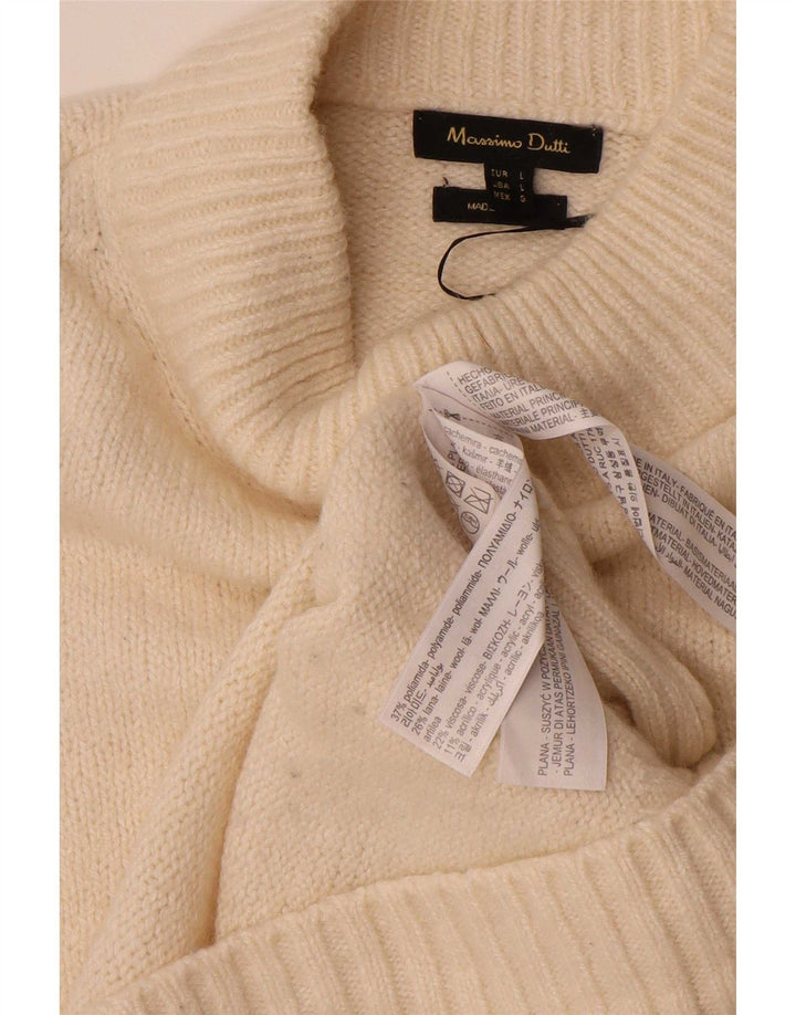 Massimo Dutti Dame Turtle Neck Jumper Sweater UK 16 Large Off White