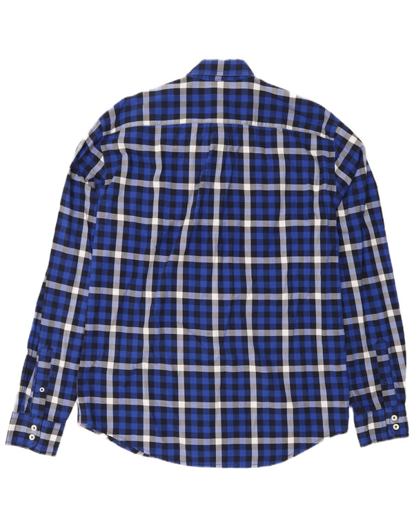 Boden Mens Regular Fit Flannel Shirt Medium Blue Check Cotton