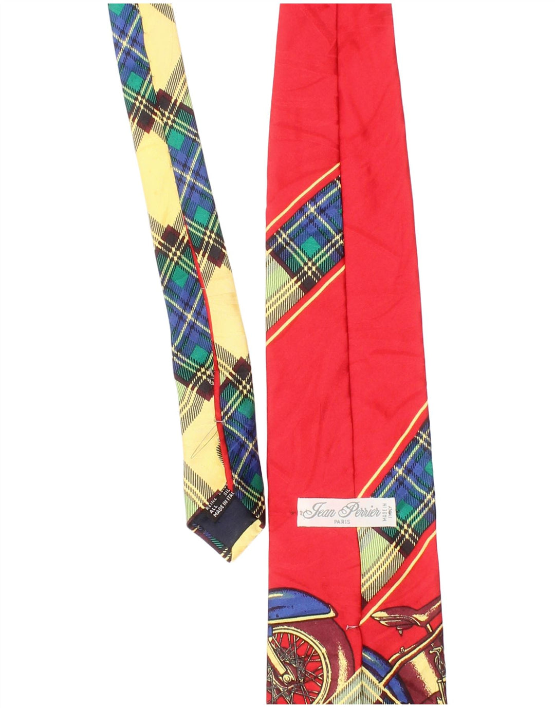 Vintage Herre grafisk slips One Size Rød Plaid Silke