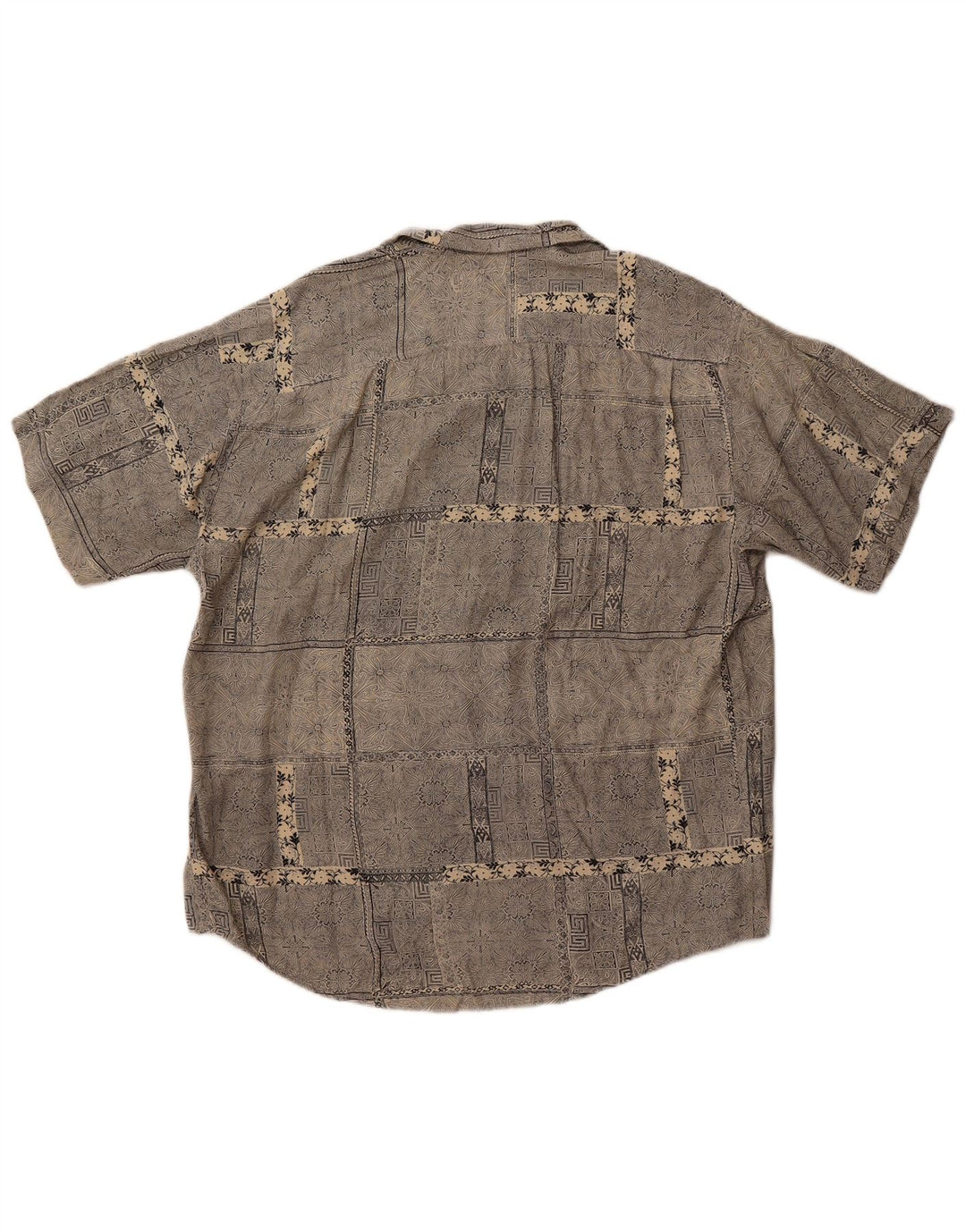 Vintage kortærmet herreskjorte stor grå Paisley