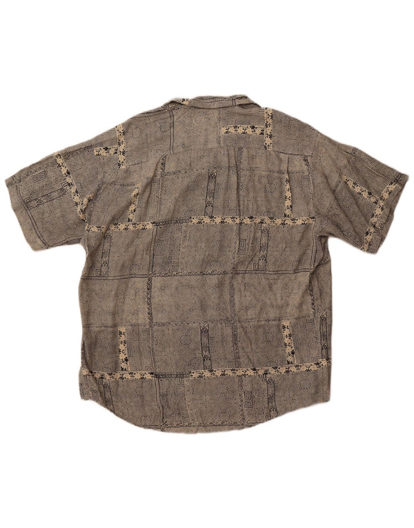 Vintage kortærmet herreskjorte stor grå Paisley