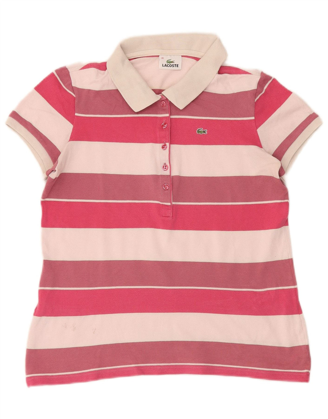 Lacoste Dame Polo Shirt Størrelse 46 XL Flerfarvet Stribet Bomuld
