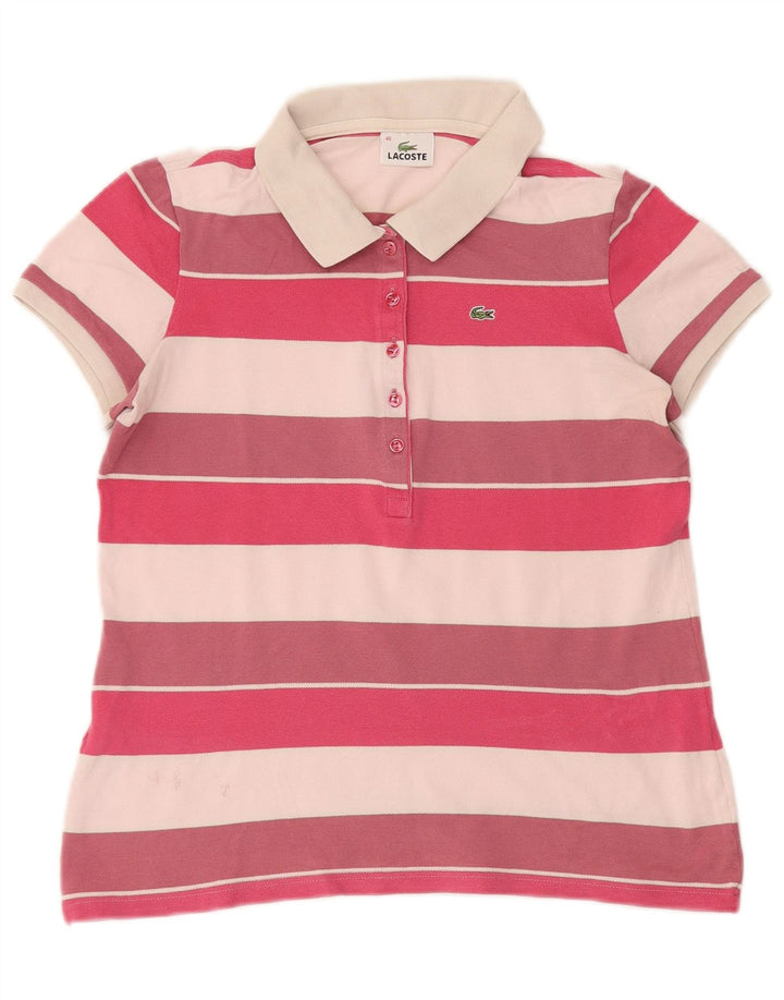Lacoste Dame Polo Shirt Størrelse 46 XL Flerfarvet Stribet Bomuld