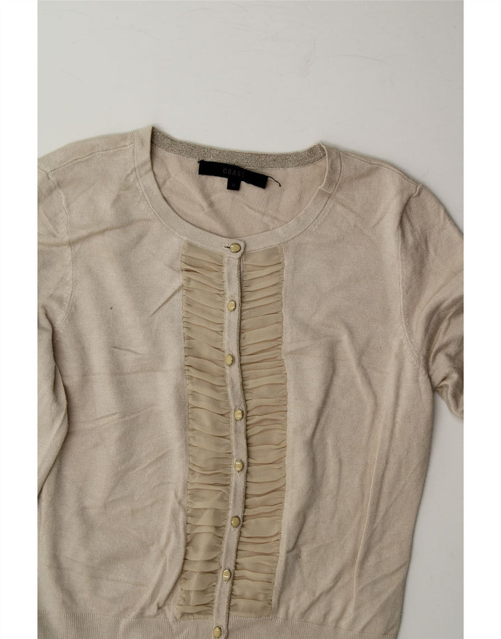 COAST Womens Crop 3/4 Sleeve Cardigan Sweater UK 12 Medium Off White Vintage Coast and Second-Hand Coast from Messina Hembry 